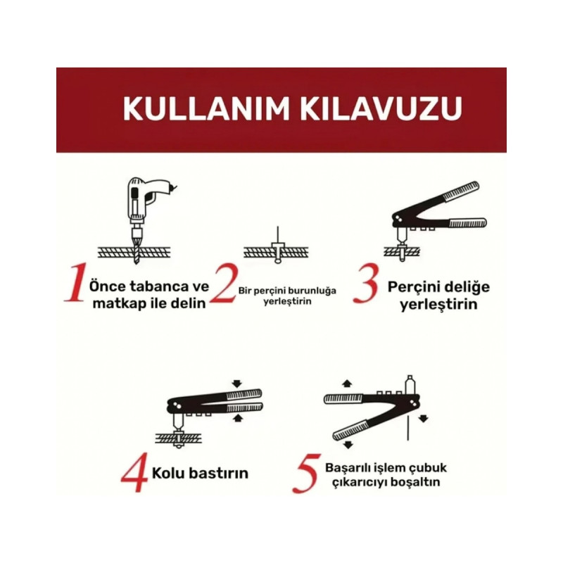 Profesyonel Metal Gövdeli El Perçin Tabancası Perçinleme Pensesi