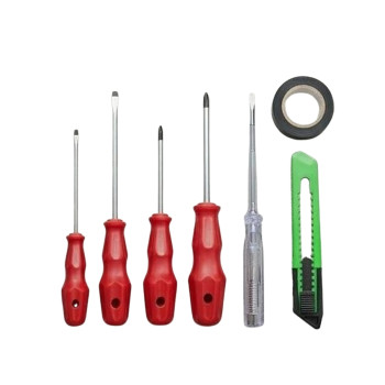 7 Parça Tamir Seti Yıldız Düz Tornavida Kontrol Kalemi Elektrik Bandı Maket Bıçağı Set
