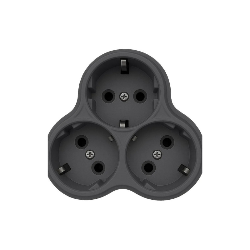 Topraklı Papatya Golyat Üçlü Priz Çoğaltıcı 3'lü Fiş Çoğaltma Siyah