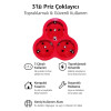 Topraklı Papatya Golyat Üçlü Priz Çoğaltıcı 3'lü Fiş Çoğaltma Kırmızı