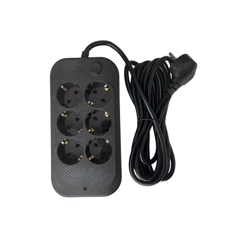 Termal Akım Korumalı Altılı Grup Priz Çoklayıcı 3 Metre Çocuk ve Isı Korumalı Bakır İletken