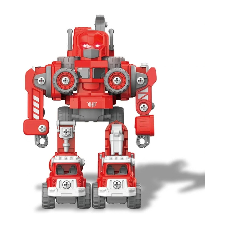 Dönüşen İtfaiye Robotu İş Makineleri Sök Tak Yapboz Oyuncak Seti