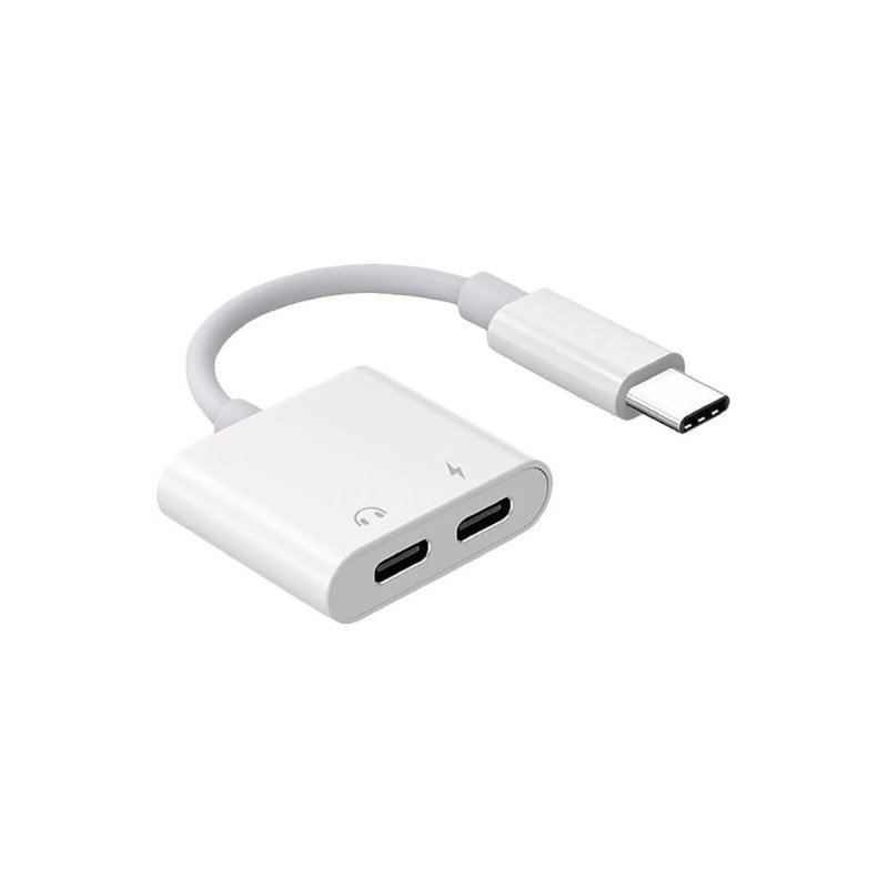 USB-C OTG Type C Çift Çıkışlı Kulaklık Hızlı Şarj Dönüştürücü Çoğaltıcı