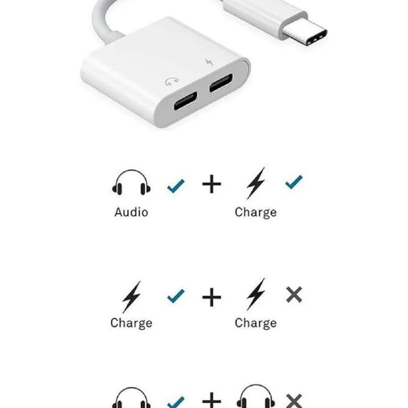 USB-C OTG Type C Çift Çıkışlı Kulaklık Hızlı Şarj Dönüştürücü Çoğaltıcı