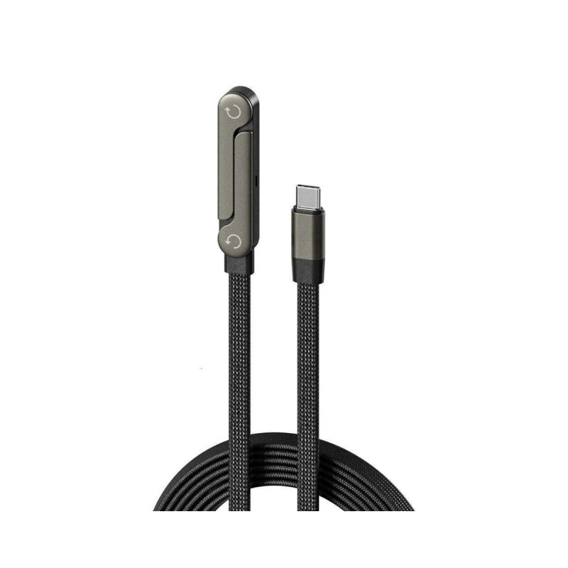60W Hızlı Katlanabilir Telefon Standlı Örgülü Type-C Data Şarj Kablosu 1 Metre