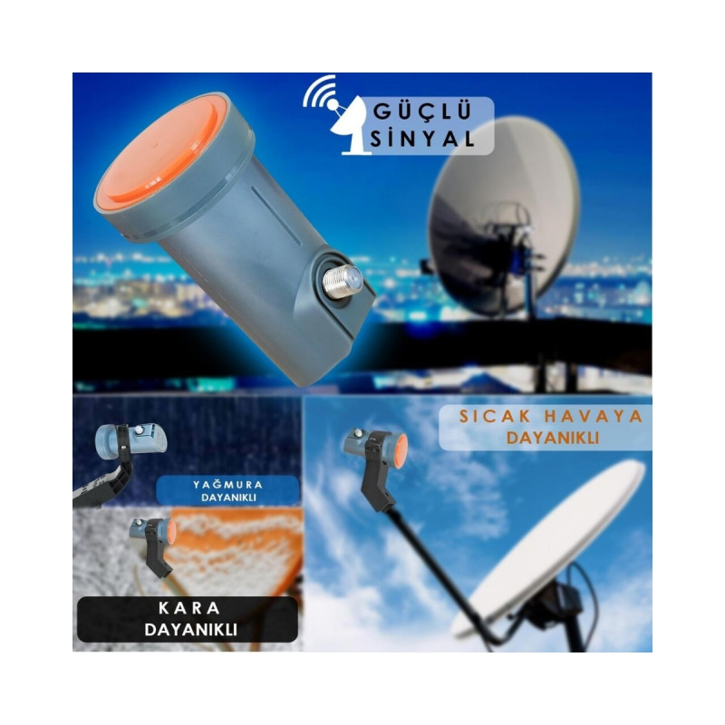 Tek Çıkışlı Uydu LNB 0.1dB Universal Full HD 4K Çanak Anten