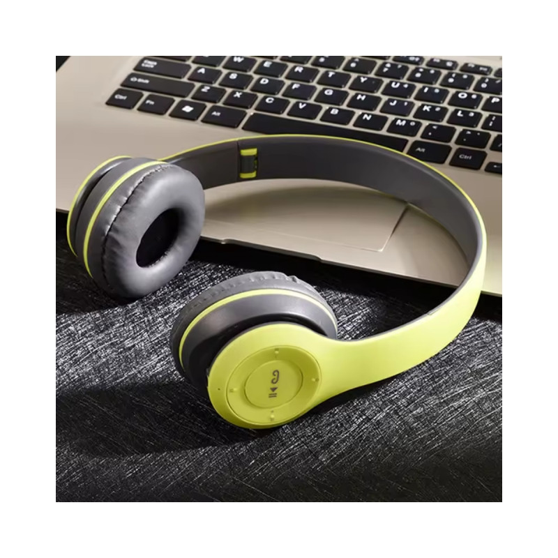 Katlanabilir Wireless Kablosuz Bluetooth Güçlü Bass Kulak Üstü Kulaklık Yeşil