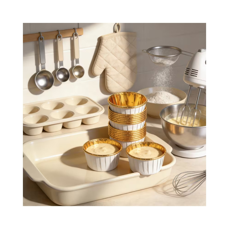 Metalik Fırına Girebilen Muffin Cupcake Kap Kek Kalıbı Kabı Kapsülü 24 Adet 5x4