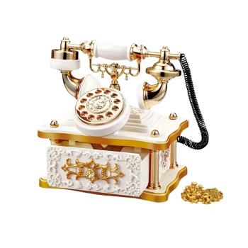 Nostalji Telefon Görünümlü Çekmeceli Takı Müzik Kutusu