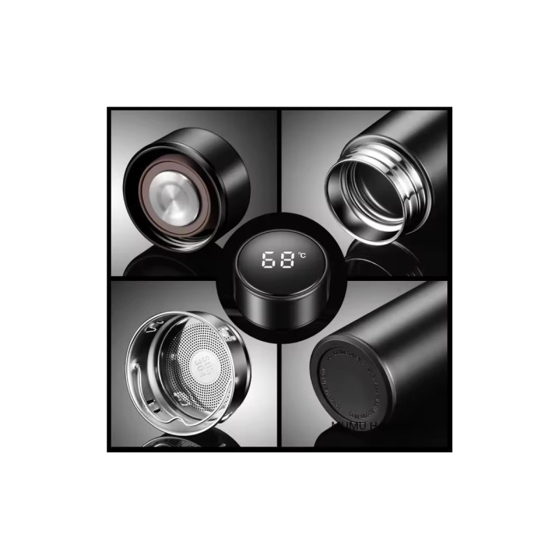 Dijital LED Sıcaklık Isı Göstergeli Demlik Aparatlı Akıllı 500 ml Çelik Termos Matara