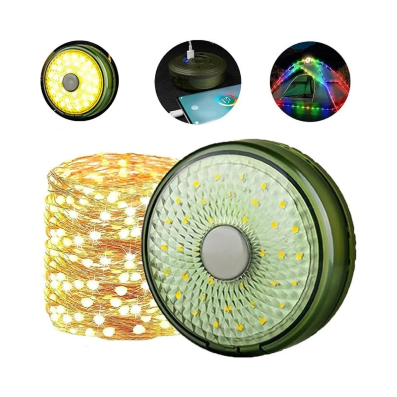Powerbank Özellikli 8 Metre RGB LED Kamp Lambası Şarjlı Taşınabilir Işık Zinciri Şeridi
