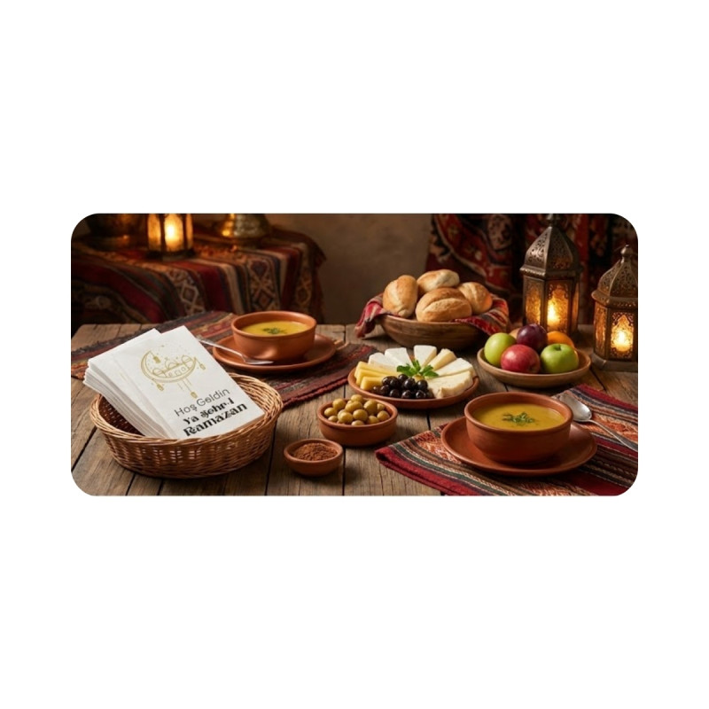 İftar Yemeği Hoş Geldin Ya Şehri Ramazan Baskılı Sofra Servis Peçete 25 Adet
