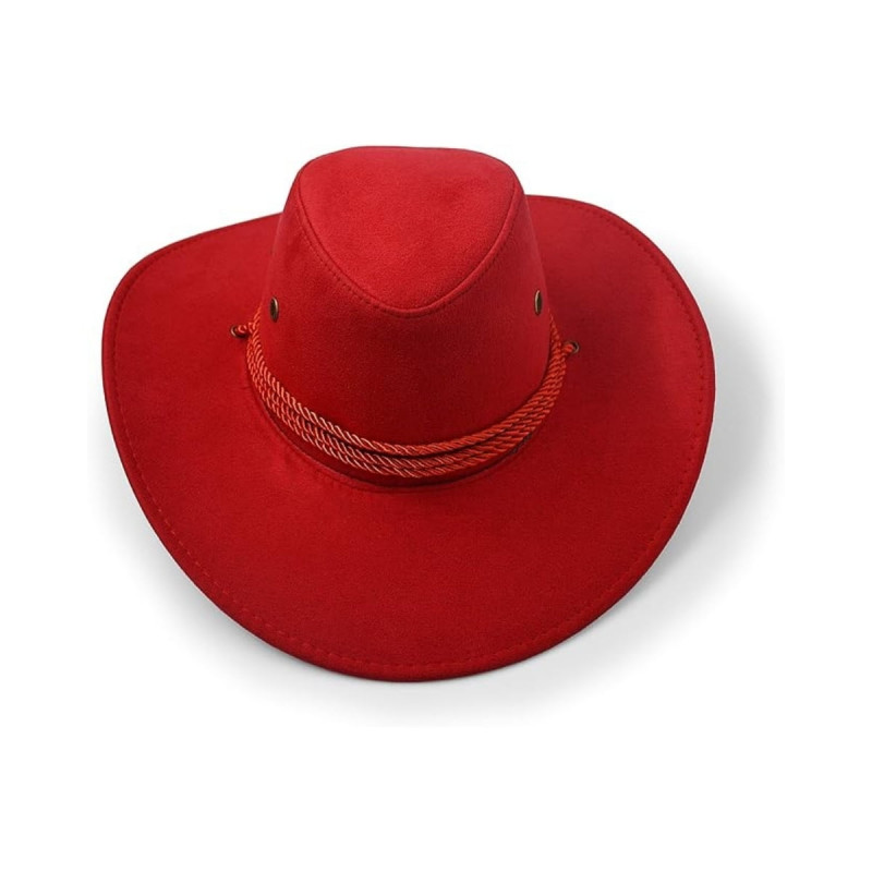 Kovboy Model Fötr Bağlamalı Güneşten Koruyan Fötür Şapka Kırmızı