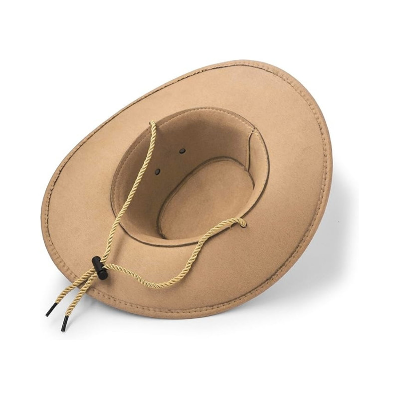 Kovboy Model Fötr Bağlamalı Güneşten Koruyan Fötür Şapka Açık Kahve