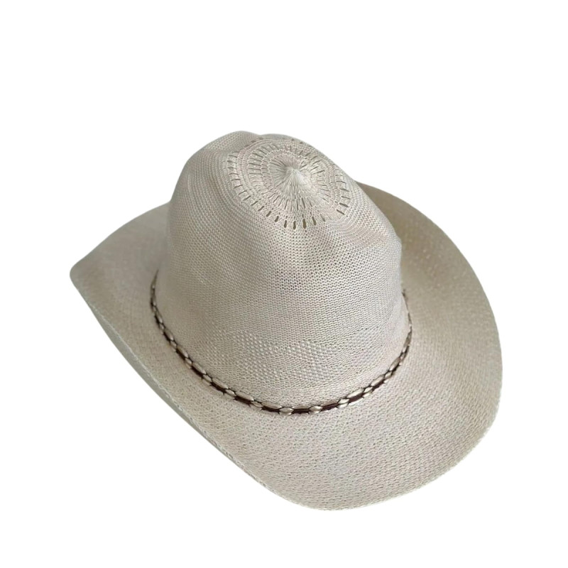 Kovboy Model Plaj Fötr Bağlamalı Güneşten Koruyan Fötür Şapka Bej