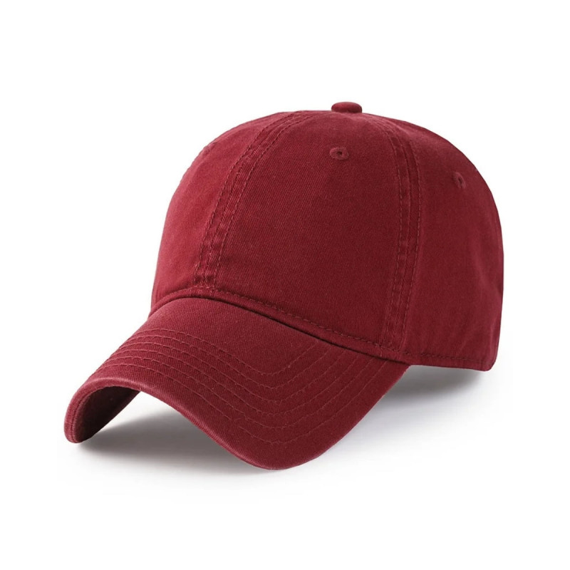 Nefes Alan Düz Renk Unisex Ayarlanabilir Beyzbol Plaj Avcı Spor Şapka Kep Bordo