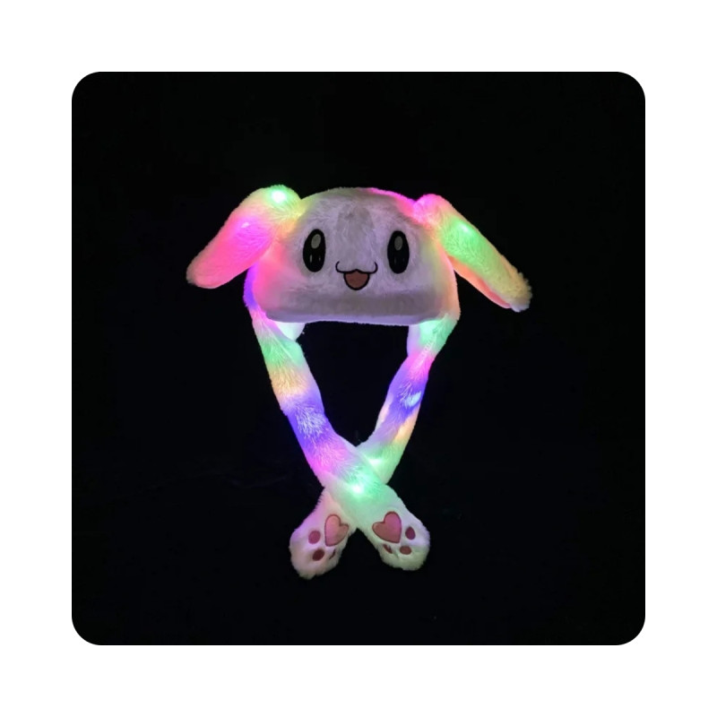 Kulakları Hareket Eden Işıklı Parti Tavşan Şapka Kulak Isıtıcı Gri