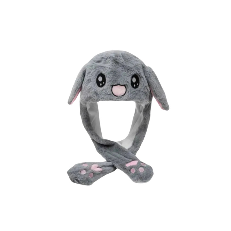 Kulakları Hareket Eden Işıklı Parti Tavşan Şapka Kulak Isıtıcı Gri