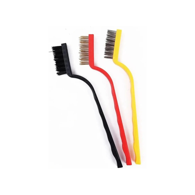 Ayakkabı Fırın Aspiratör Ocak Temizlik Fırçası 3lü Bakır Çelik Plastik Tel Fırça Seti