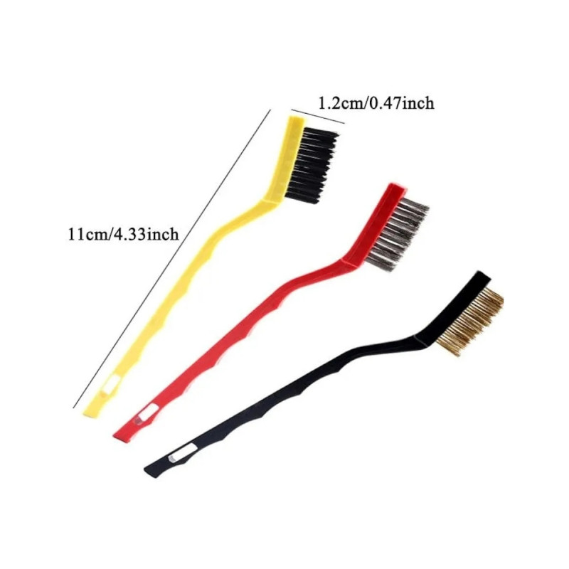 Ayakkabı Fırın Aspiratör Ocak Temizlik Fırçası 3lü Bakır Çelik Plastik Tel Fırça Seti