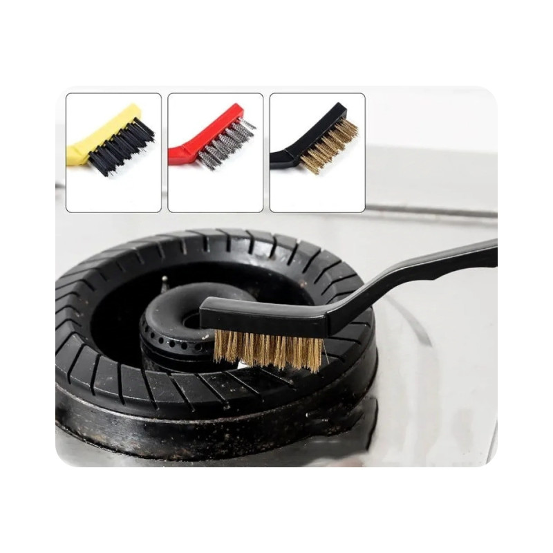 Ayakkabı Fırın Aspiratör Ocak Temizlik Fırçası 3lü Bakır Çelik Plastik Tel Fırça Seti