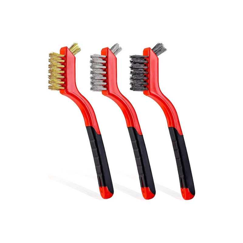 Ayakkabı Fırın Aspiratör Ocak Temizlik Fırçası 3 Adet Bakır Çelik Plastik Tel Fırça Seti