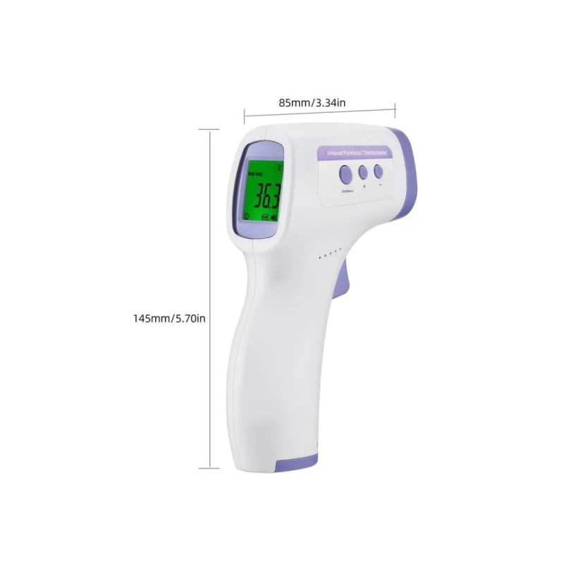 Dijital Temassız Ateş Ölçer Kızılötesi Sensörlü LED Ekranlı Vücut ve Ortam Sıcaklığı