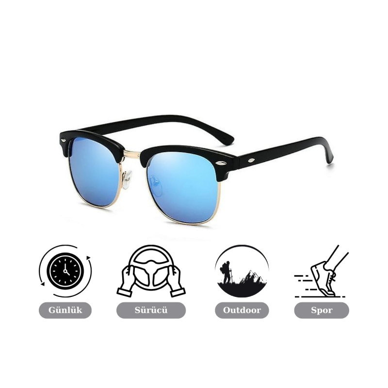 UV400 Korumalı Bisiklet Motorcu Balıkçı Outdoor Güneş Gözlüğü Parlak Mavi