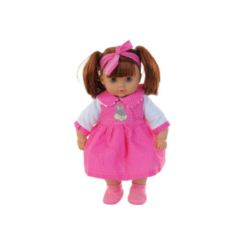 Puantiyeli Pembe Elbiseli Müzikli Büyük Oyuncak Bebek 40 cm Puantiyeli Pembe Elbiseli Müzikli Büyük Oyuncak Bebek 40 cm
