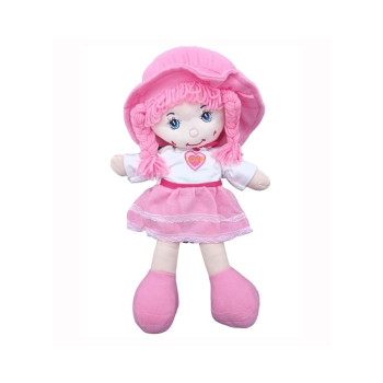 Büyük Boy 50 cm Tatlı Pembe Elbiseli Oyuncak Bez Bebek