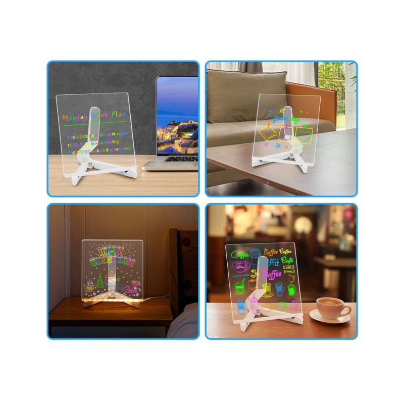 LED Yaratıcı Not Yazı Çizim Tableti Tahtası Neon Işıklı