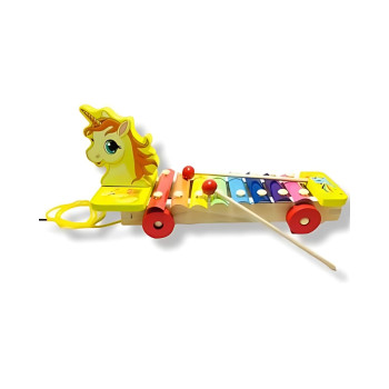 Hayvan Figür Tekerlekli Eğitici Ahşap Ksilofon 8 Nota Sesli
