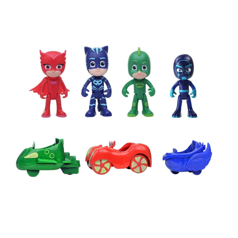 Arabalı PJ Mask Pijamaskeliler Figürleri Oyuncak Seti 3 Araba 4 Karakter