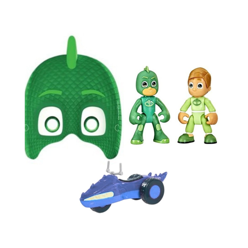 Kertenkele Çocuk Maskeli PJ Mask Pijamaskeliler Figürleri Oyuncak Seti Greg Arabalı