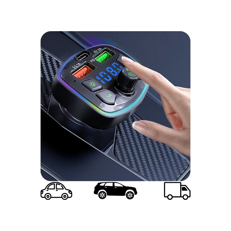 18W Telefon Araç Araba Çakmaklık Bluetooth Kablosuz Müzik Görüşme USB 3 in 1 Telefon Şarj 18W Telefon Araç Araba Çakmaklık Bluetooth Kablosuz Müzik Görüşme USB 3 in 1 Telefon Şarj