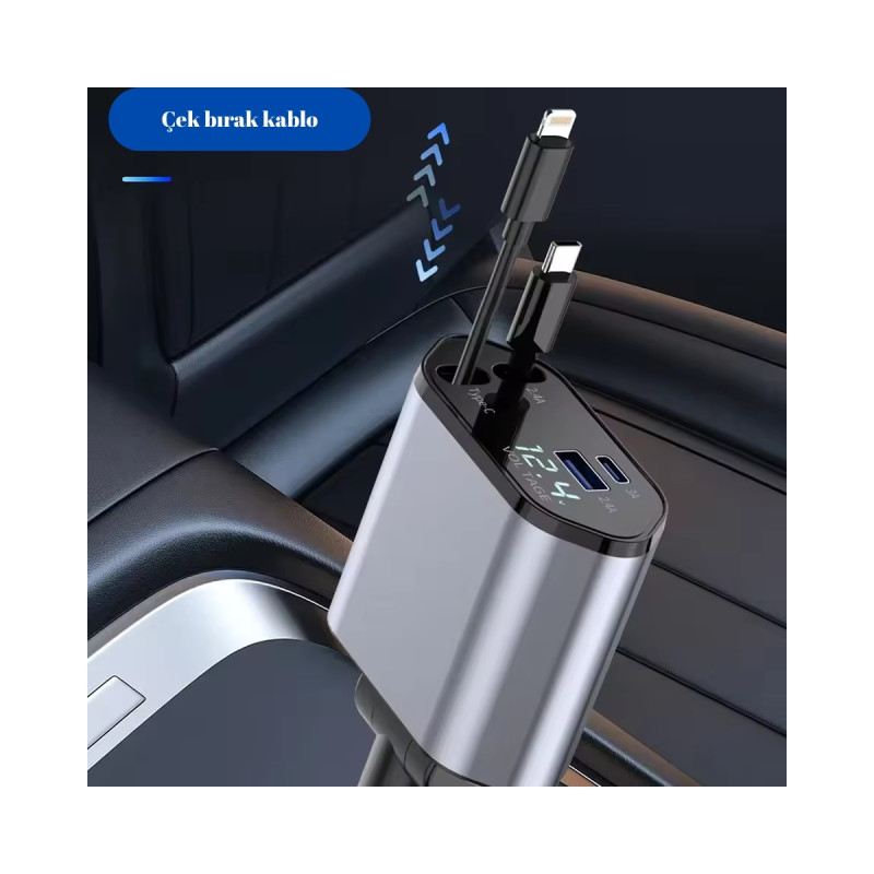 95W Araç Oto Hızlı Şarj Aleti Lightning Type-C 4 in 1 Quick Charge