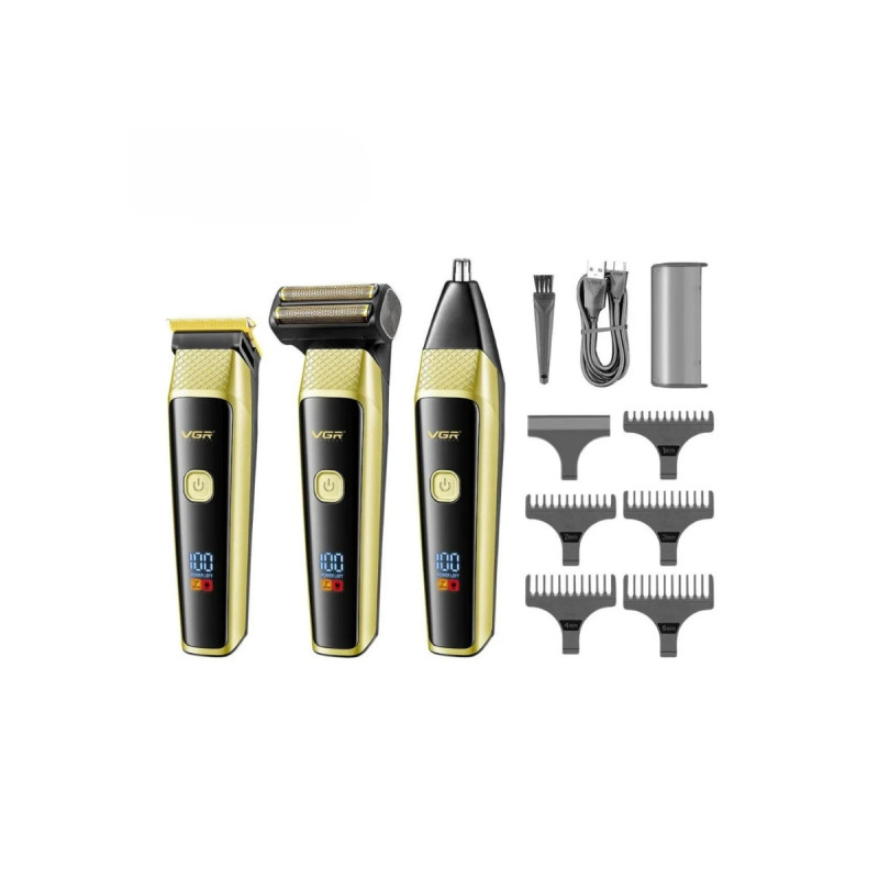 VGR V-366 Şarjlı Burun Saç Sakal Kesme Düzeltme Islak Kuru Tıraş Makinesi 3 in 1