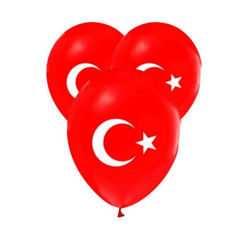 Ay Yıldız Türk Bayrak Balon Kırmızı Renk Milli Bayram Süs 100'lü Ay Yıldız Türk Bayrak Balon Kırmızı Renk Milli Bayram Süs 100'lü