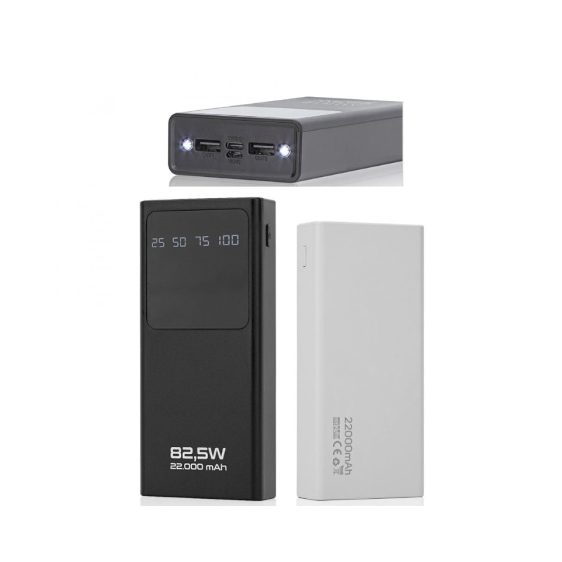 22000 mAh 82,5 W LED Göstergeli Fenerli Powerbank Güç Kaynağı Hızlı Şarj