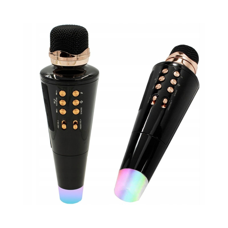 Karaoke Mikrofon LED Işıklı TWS Selfie Şarkı Kaydı SD Kart Dahili Hoparlör