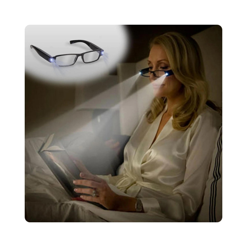 Camsız Çift LED Gece Kitap Okuma Çalışma Gözlüğü