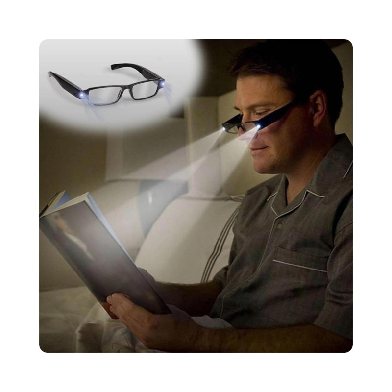 Camsız Çift LED Gece Kitap Okuma Çalışma Gözlüğü