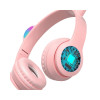 Kedi Kulağı Şeklinde Kablosuz Bluetooth Kulak Üstü Kulaklık Pembe