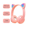 Kedi Kulağı Şeklinde Kablosuz Bluetooth Kulak Üstü Kulaklık Pembe