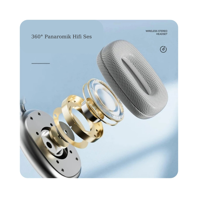 Bluetooth Kablosuz Kafa Kulak Üstü Kulaklık Stereo Ses iPhone Android Uyumlu Süper Bass Mavi