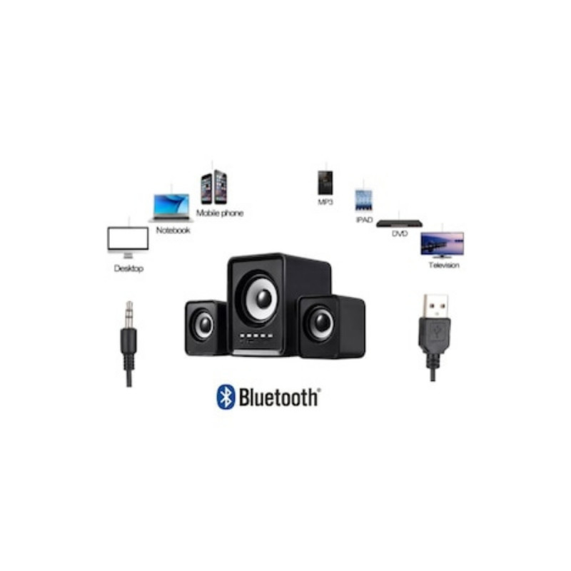 Kablosuz Bluetooth 2+1 Hoparlör PC TV Mobil Uyumlu FM Radyo TF Kart USB Giriş